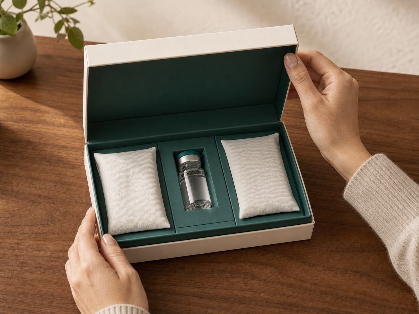 A temperature-controlled medication package being opened at home