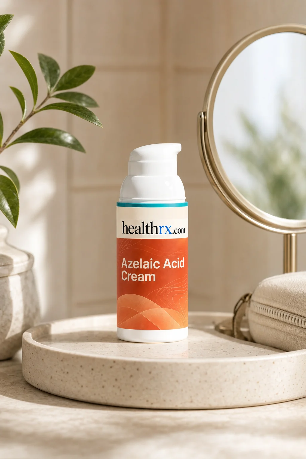 Azelaic Acid Cream on a bathroom vanity tray