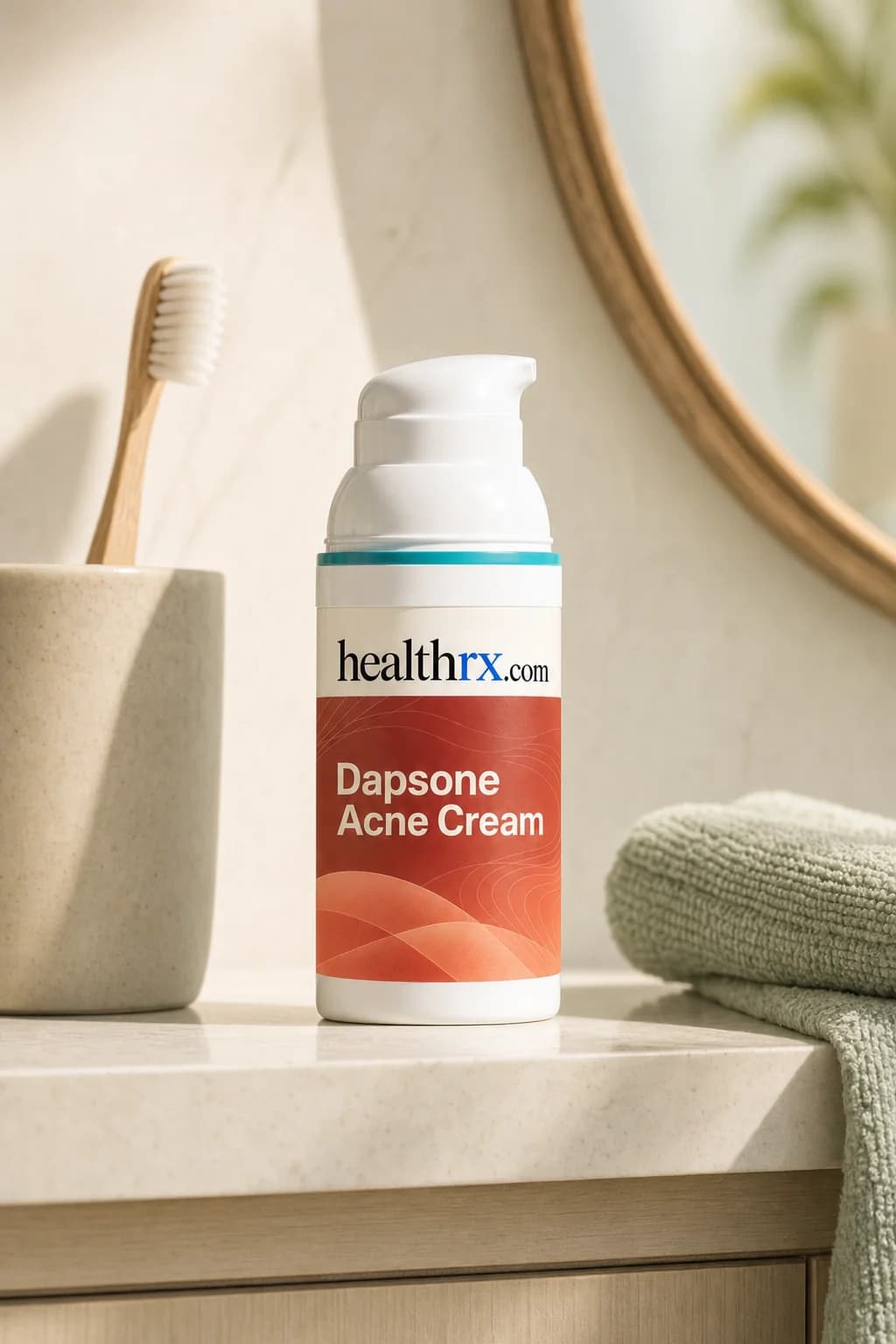 Dapsone Acne Cream on a bathroom shelf