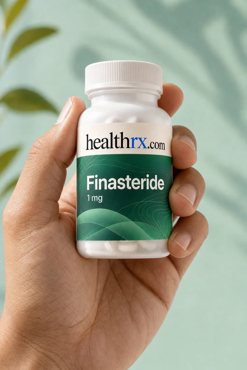Finasteride 1mg held in one hand, showing its size