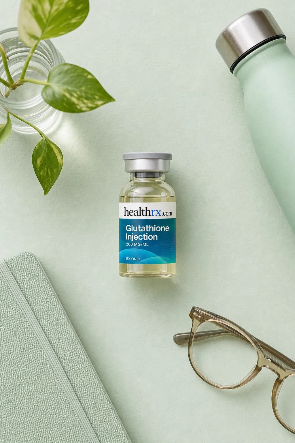 Glutathione Injection laid flat among everyday things