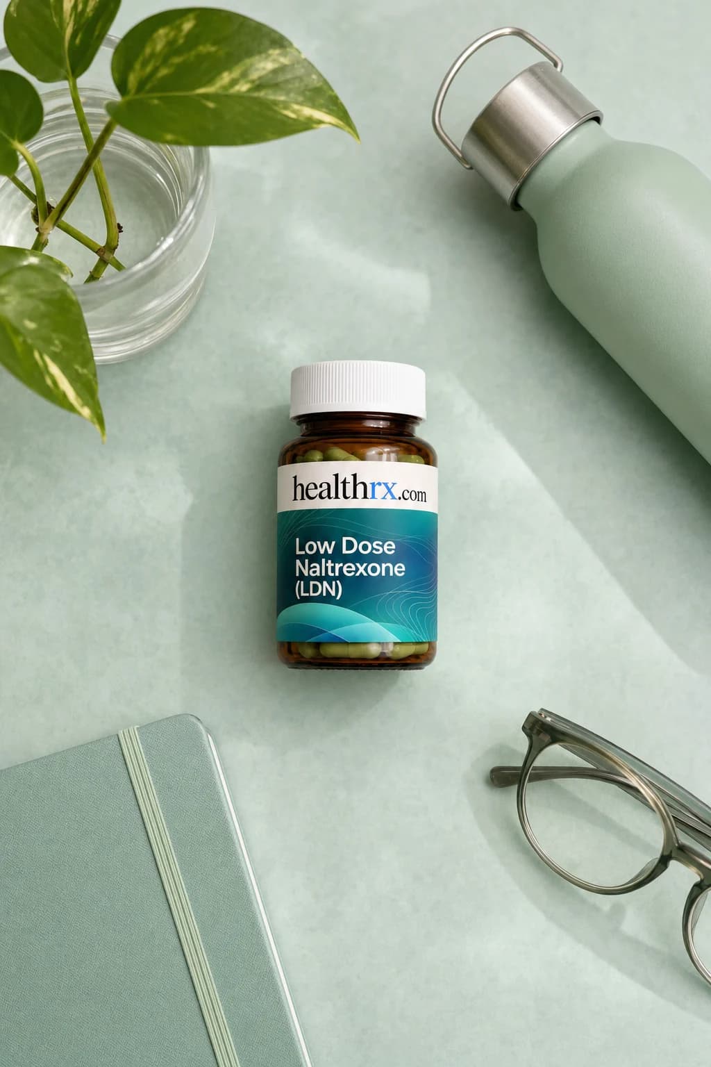Low Dose Naltrexone (LDN) laid flat among everyday things