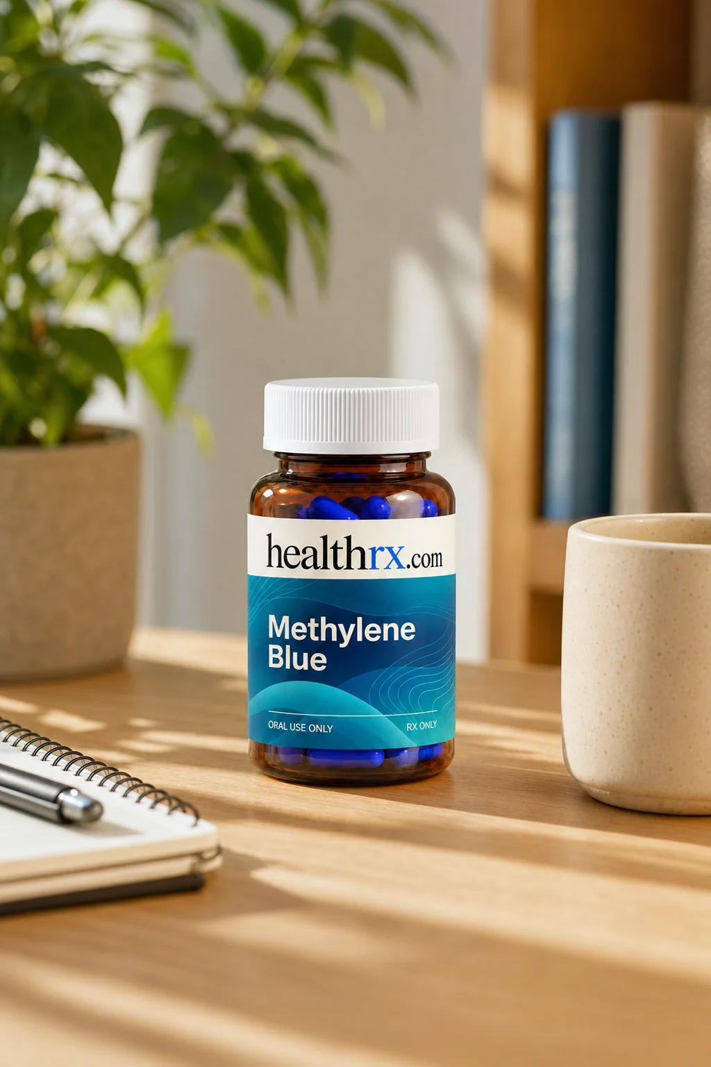 Methylene Blue on a home-office desk