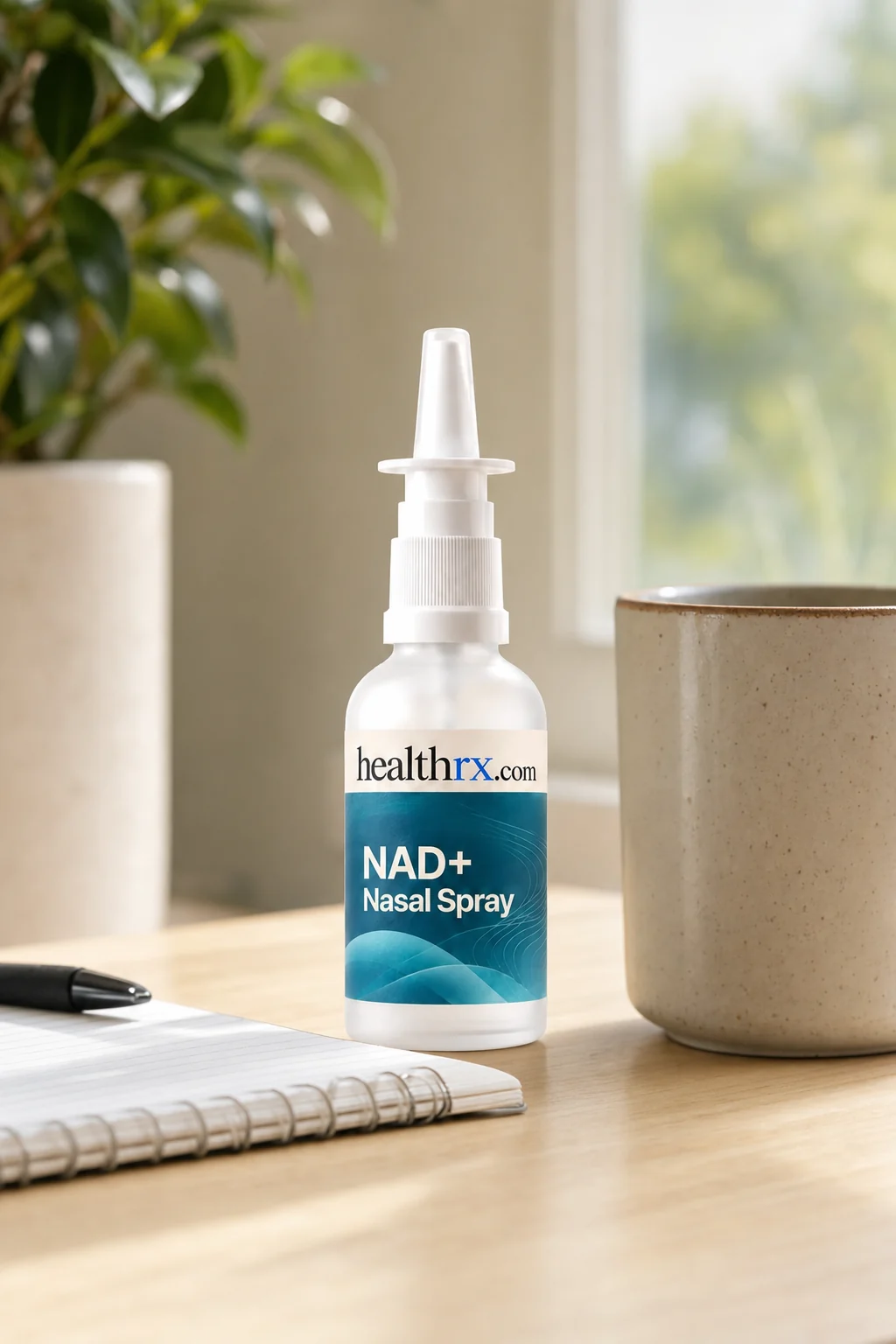 NAD+ Nasal Spray on a home-office desk