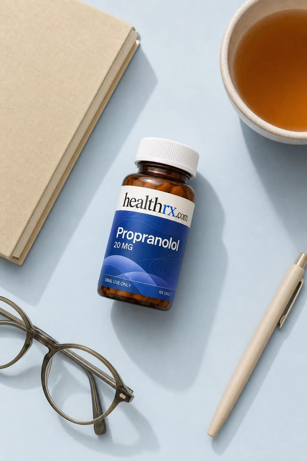 Propranolol laid flat among everyday things