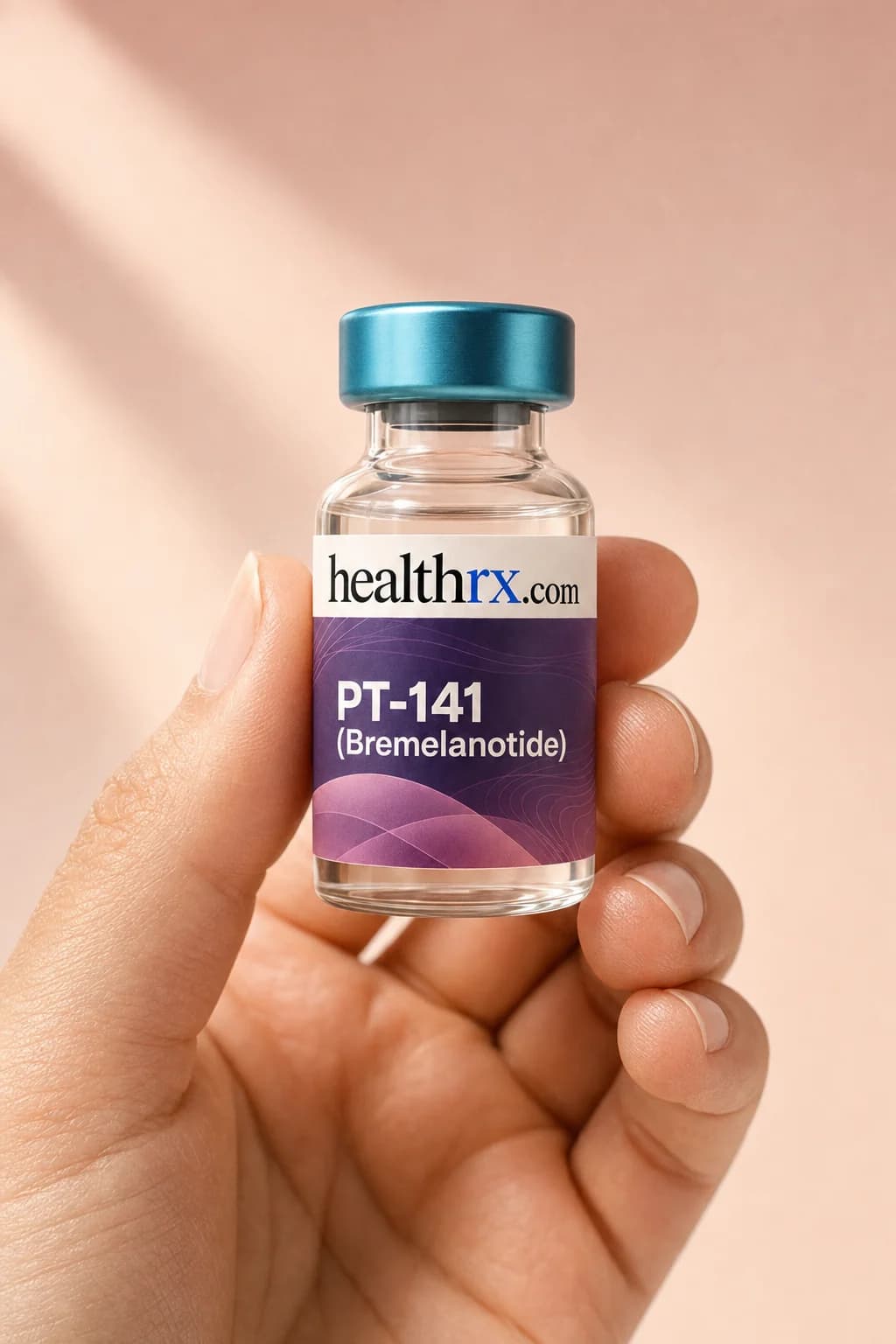 PT-141 (Bremelanotide) held in one hand, showing its size