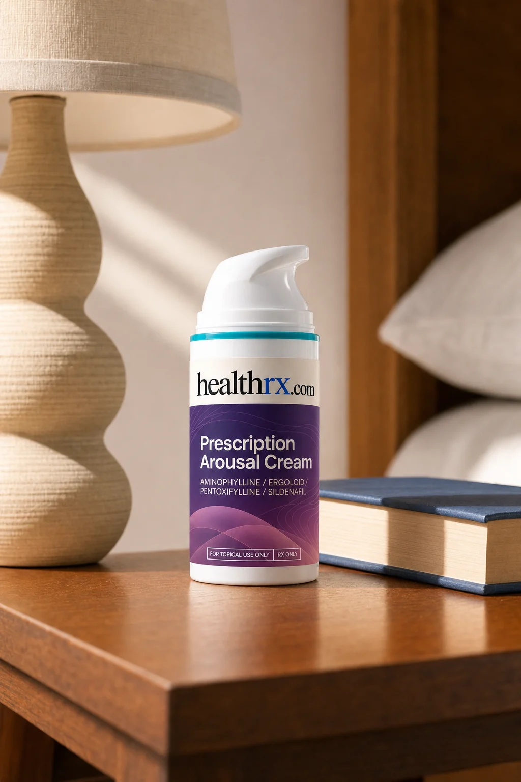 Prescription Arousal Cream on a bedside table