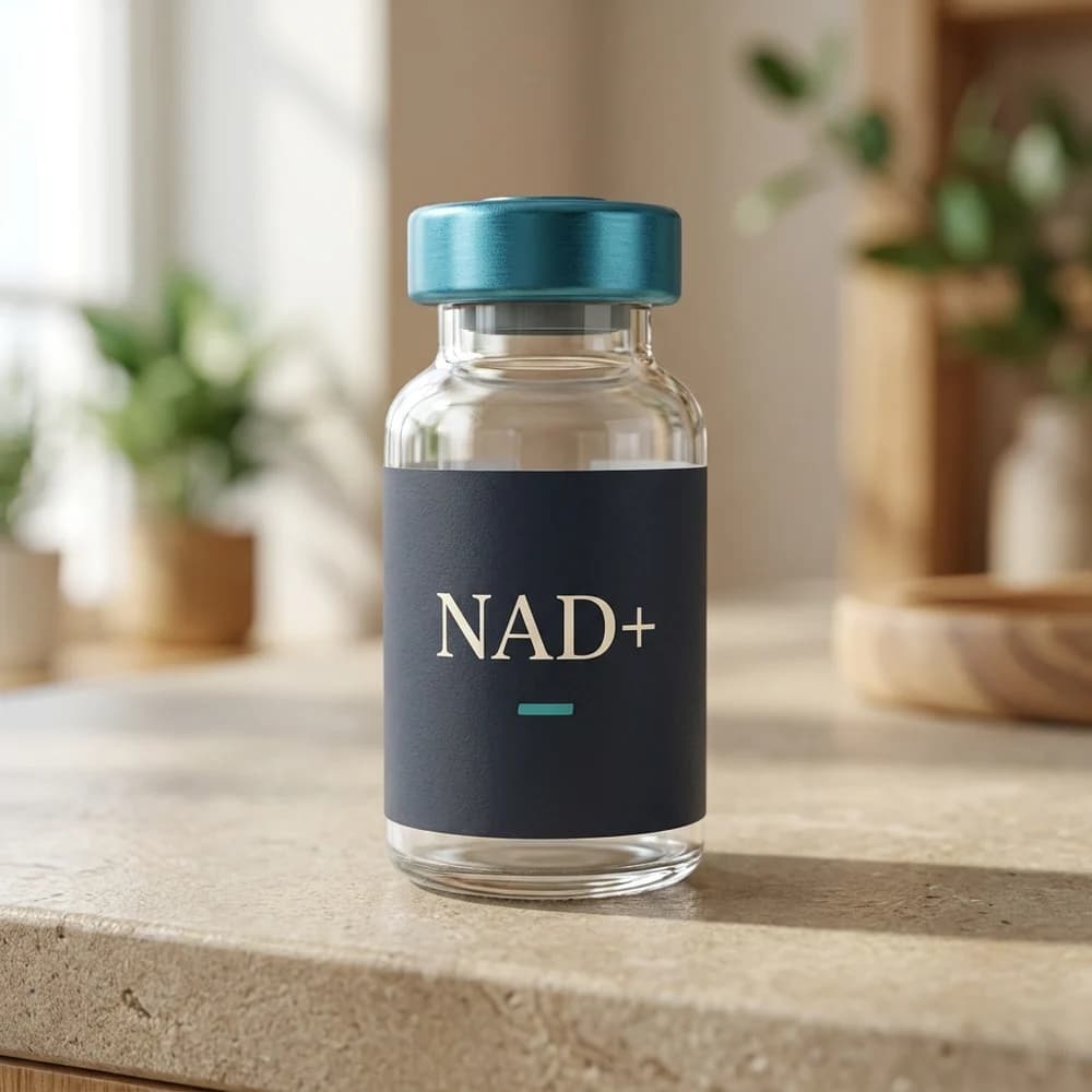 An NAD+ injection vial