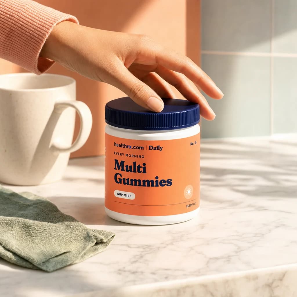 Daily Multivitamin Gummies in an everyday every morning setting
