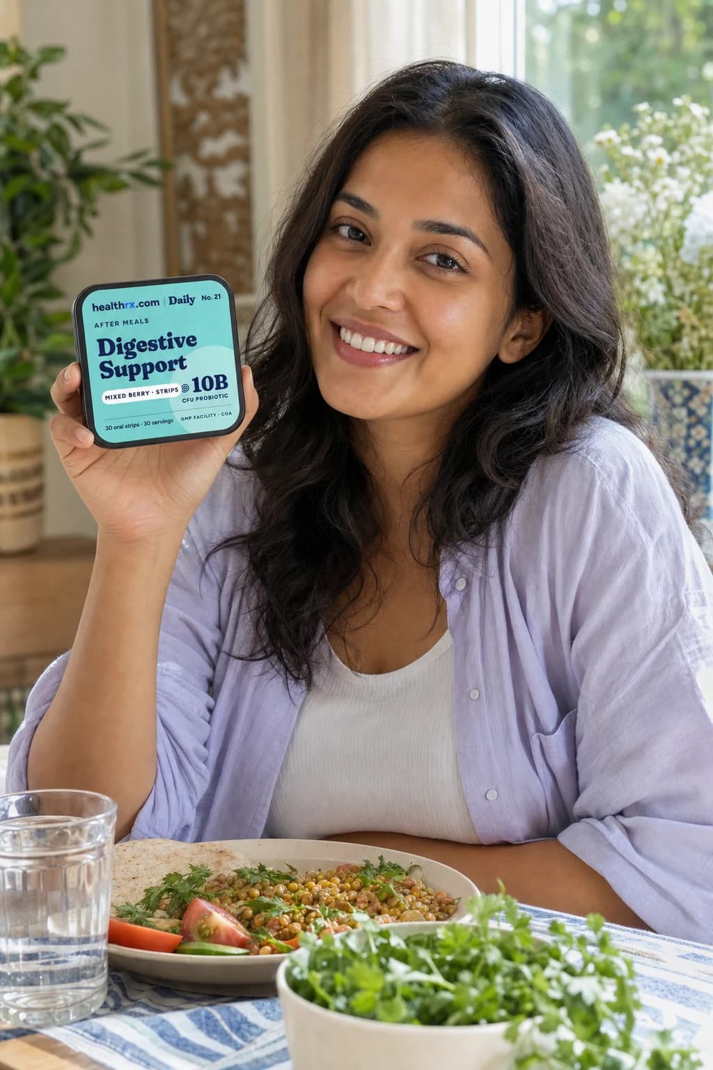 An adult holding Digestive Support Strips