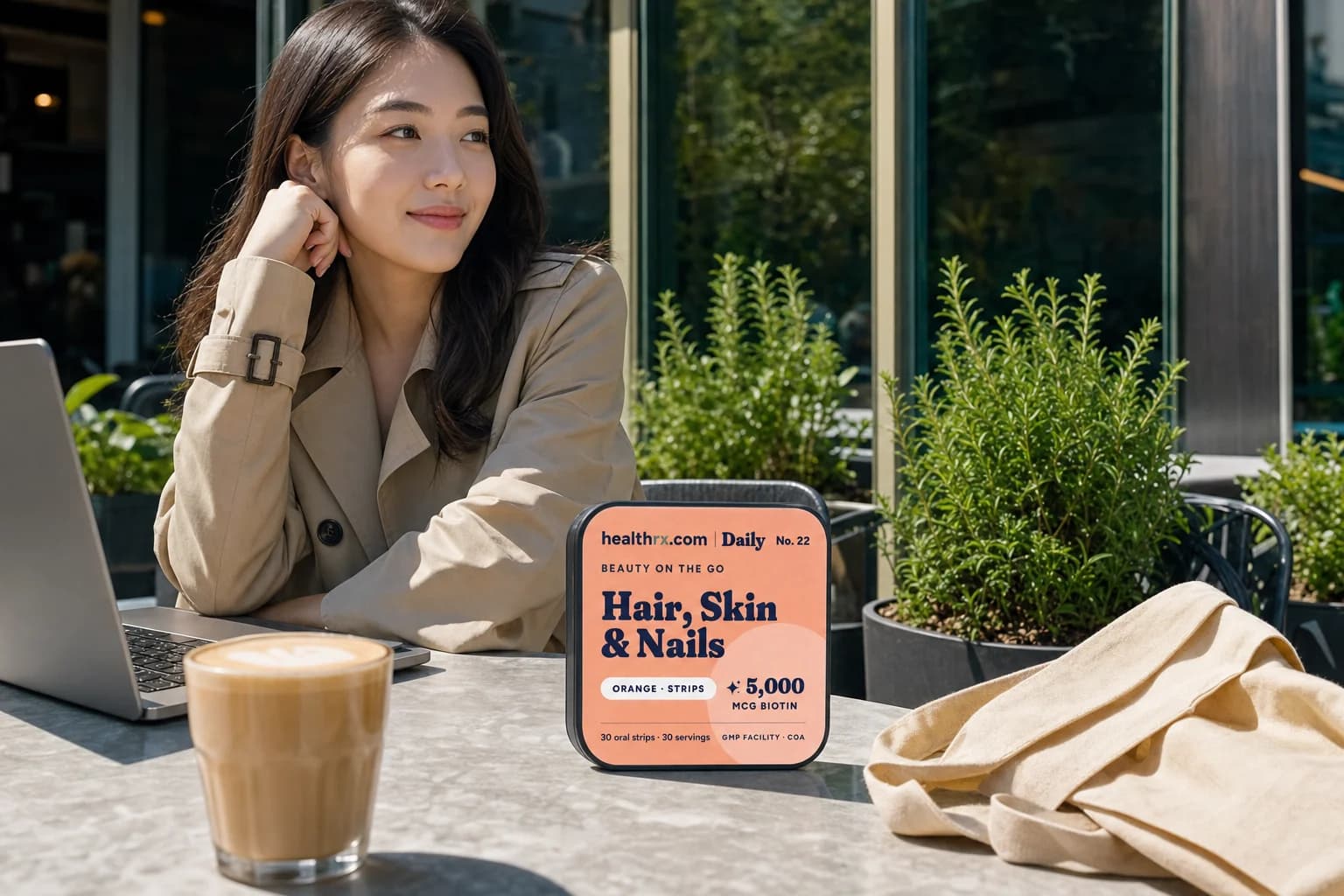 Hair, Skin & Nails Strips in an everyday beauty on the go setting