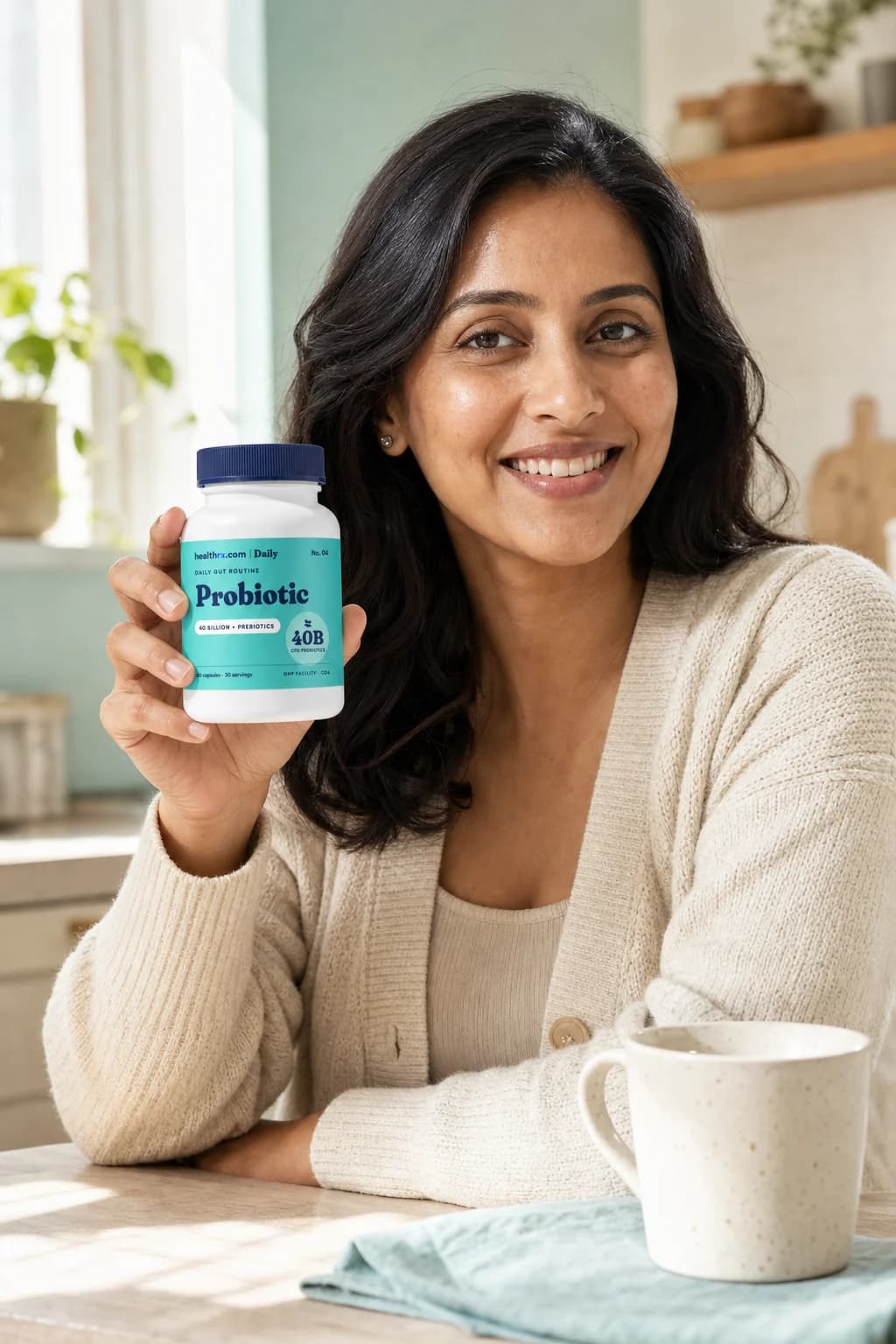 An adult holding Probiotic 40B + Prebiotics