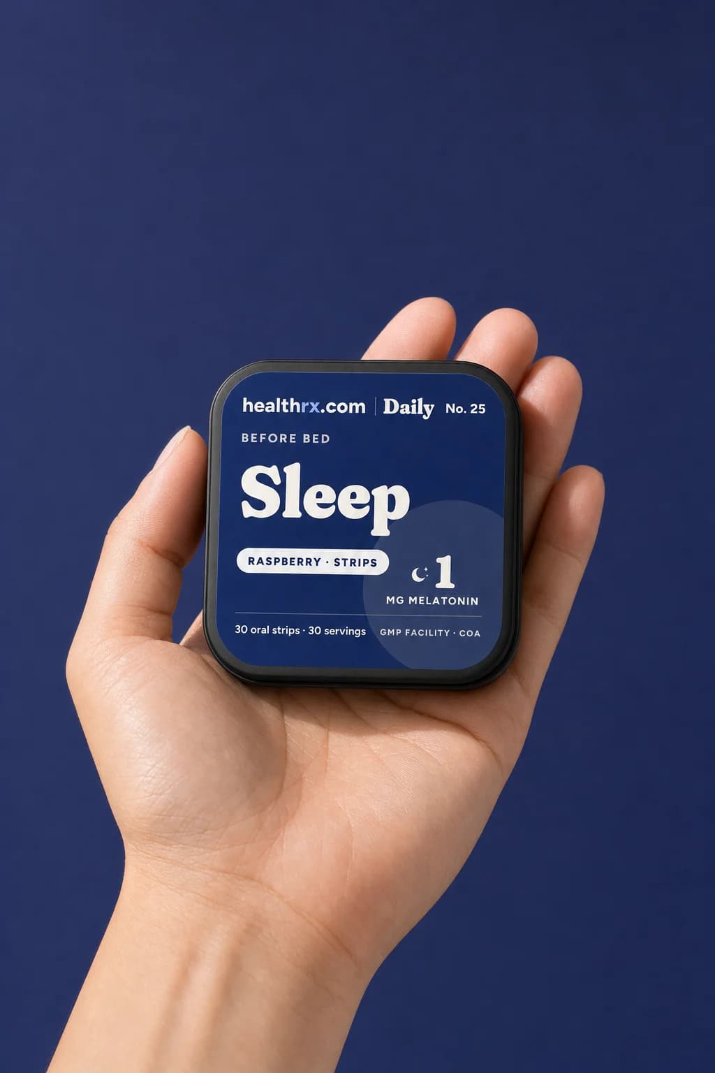 Sleep Strips in a hand, showing its size