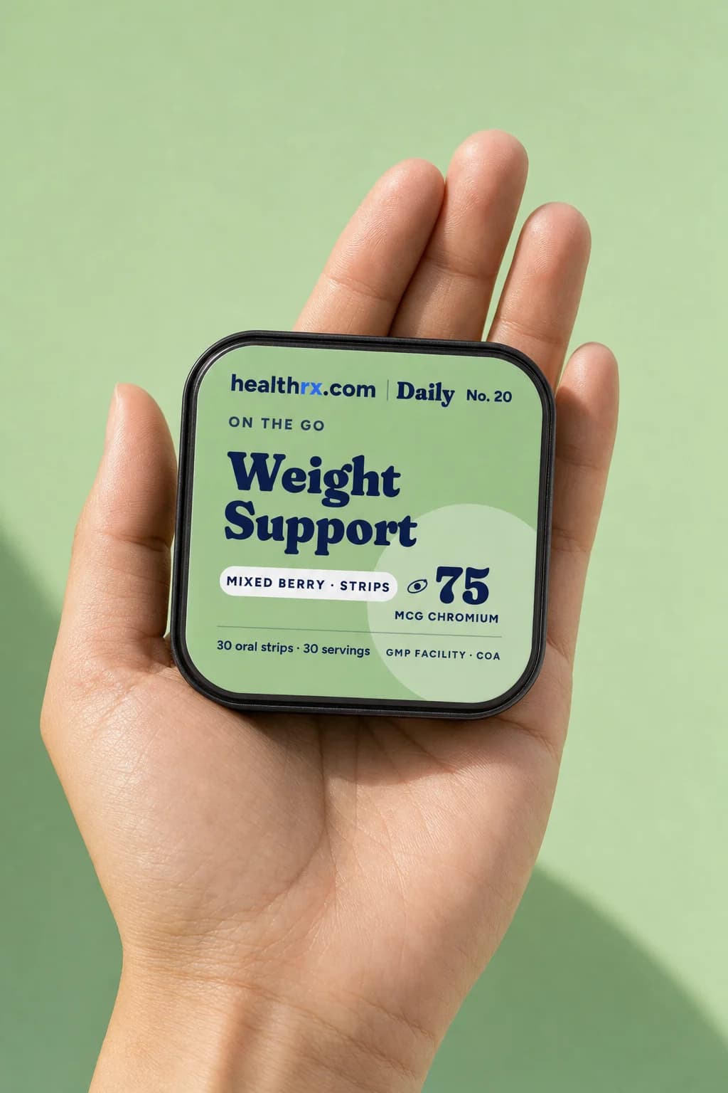 Weight Support Strips in a hand, showing its size