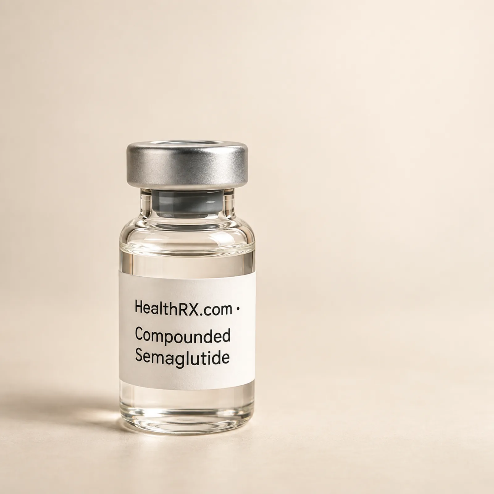 Illustrative vial labeled HealthRX.com compounded semaglutide