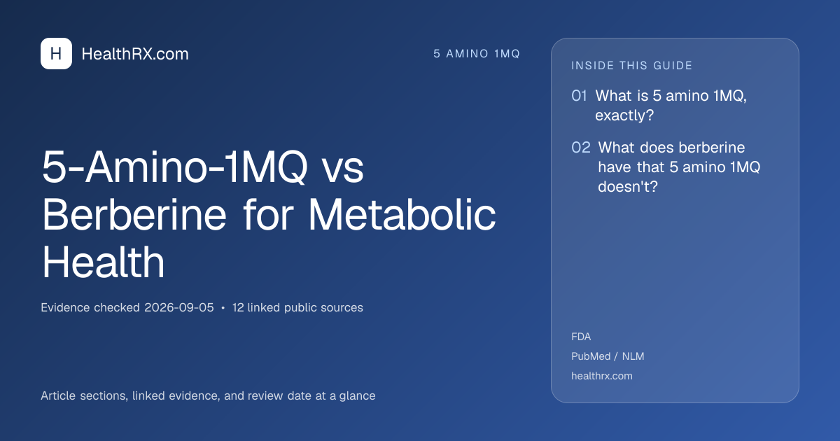 Evidence overview for 5 amino 1mq: 5-Amino-1MQ vs Berberine for Metabolic Health