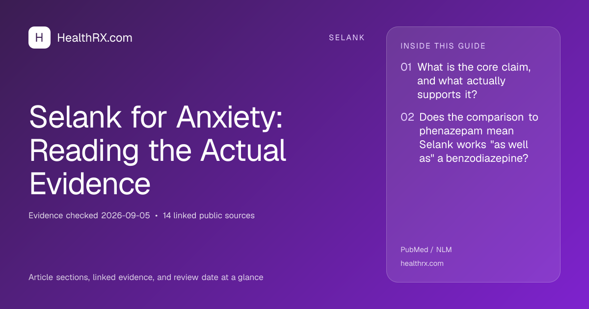 Evidence overview for selank: Selank for Anxiety: Reading the Actual Evidence