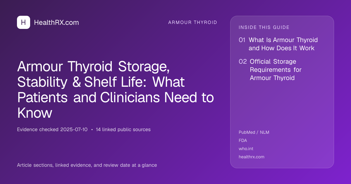 Evidence overview for armour thyroid: Armour Thyroid Storage, Stability & Shelf Life: What Patients and Clinicians Need to Know