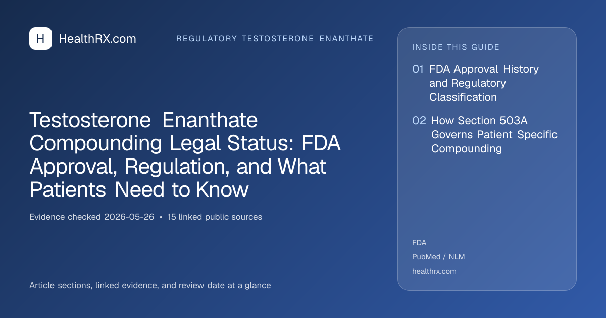 Evidence overview for Testosterone Enanthate Compounding Legal Status: FDA Approval, Regulation, and What Patients Need to Know