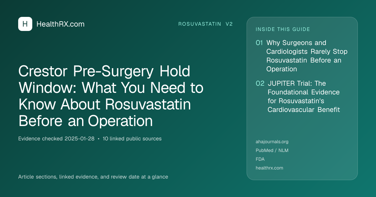 Evidence overview for rosuvastatin v2: Crestor Pre-Surgery Hold Window: What You Need to Know About Rosuvastatin Before an Operation