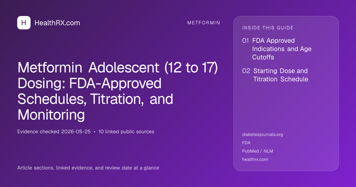 Evidence overview for Metformin Adolescent (12 to 17) Dosing: FDA-Approved Schedules, Titration, and Monitoring
