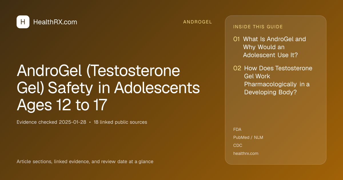 Evidence overview for AndroGel (Testosterone Gel) Safety in Adolescents Ages 12 to 17