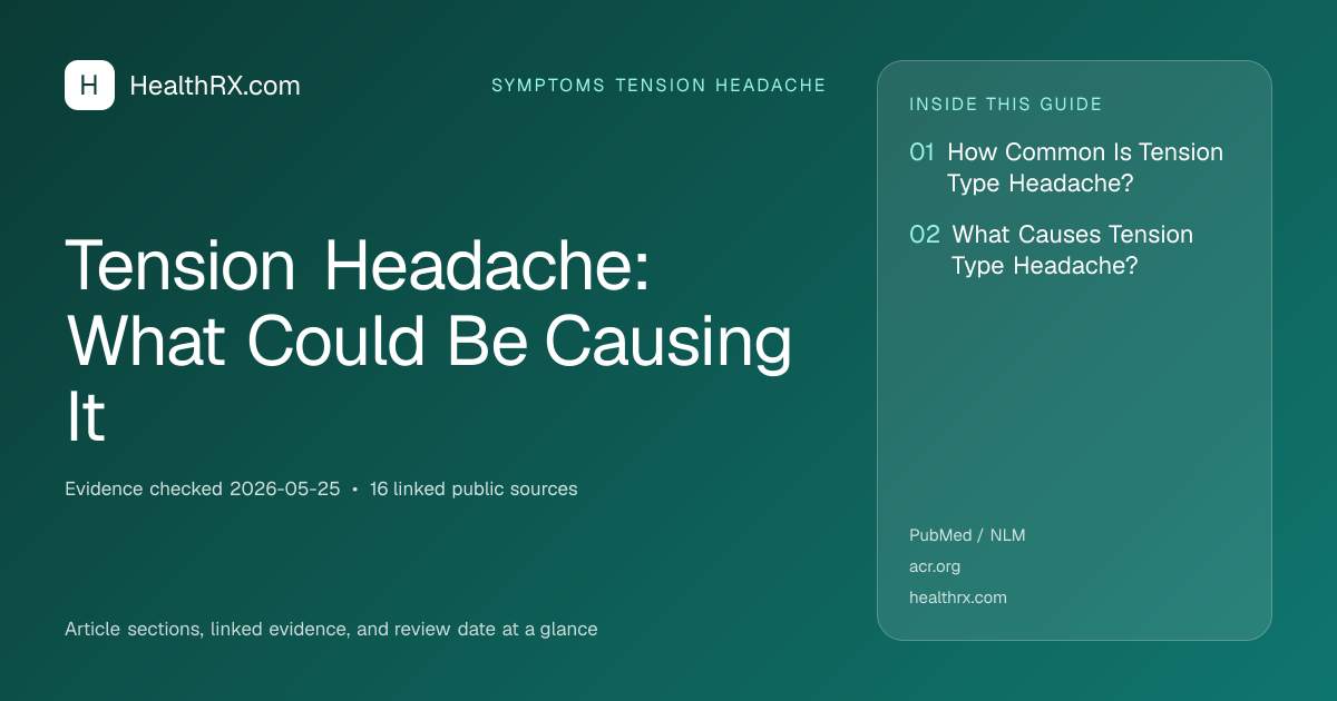 Evidence overview for symptoms tension headache: Tension Headache: What Could Be Causing It