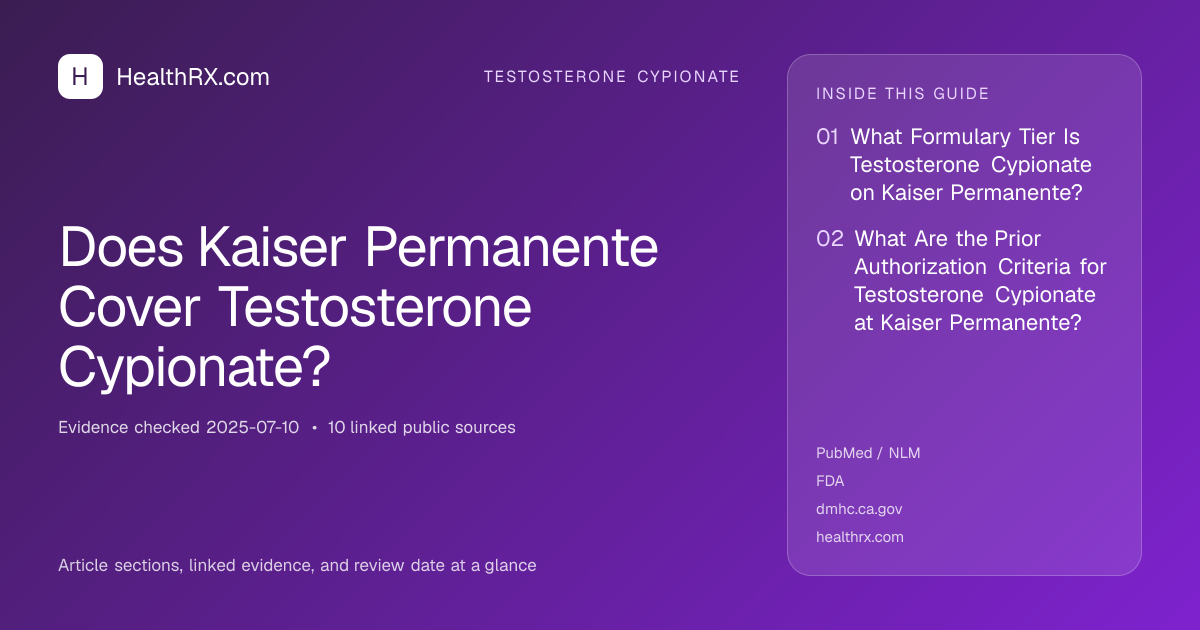 Evidence overview for Does Kaiser Permanente Cover Testosterone Cypionate?