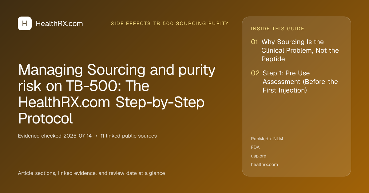 Evidence overview for Managing Sourcing and purity risk on TB-500: The HealthRX.com Step-by-Step Protocol