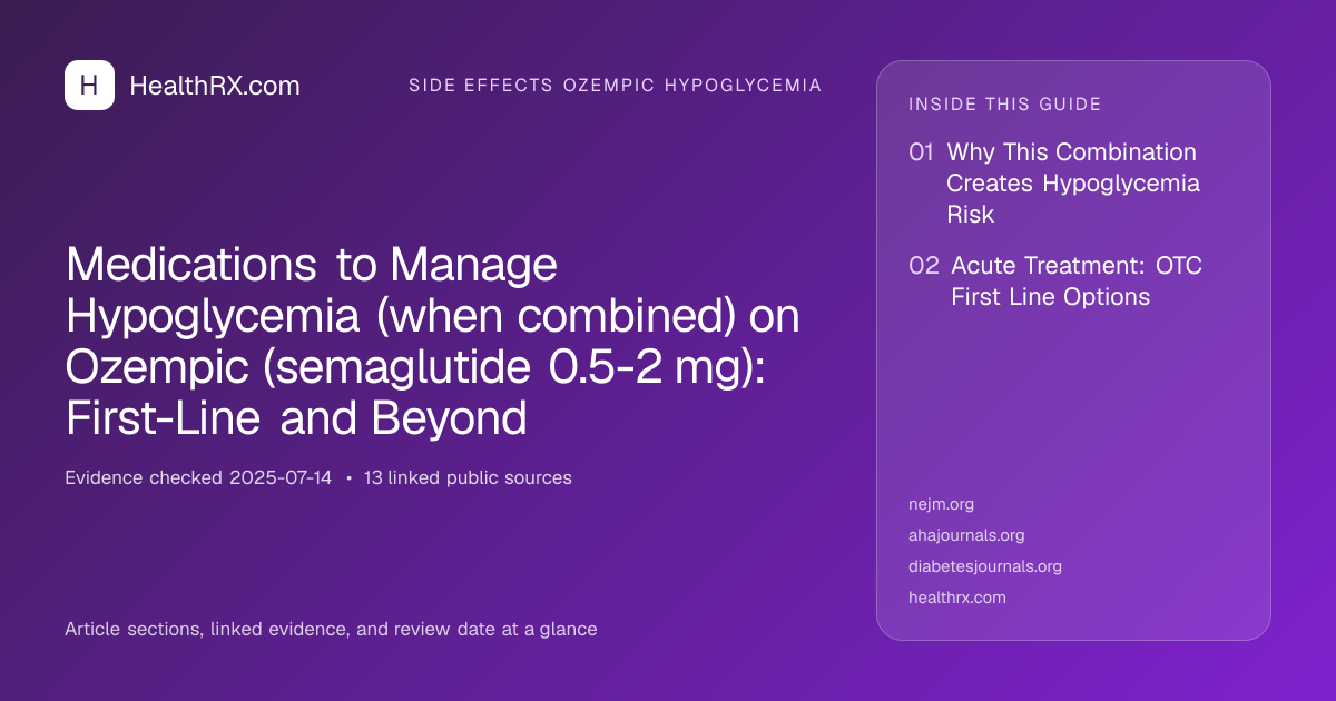 Evidence overview for Medications to Manage Hypoglycemia (when combined) on Ozempic (semaglutide 0.5-2 mg): First-Line and Beyond