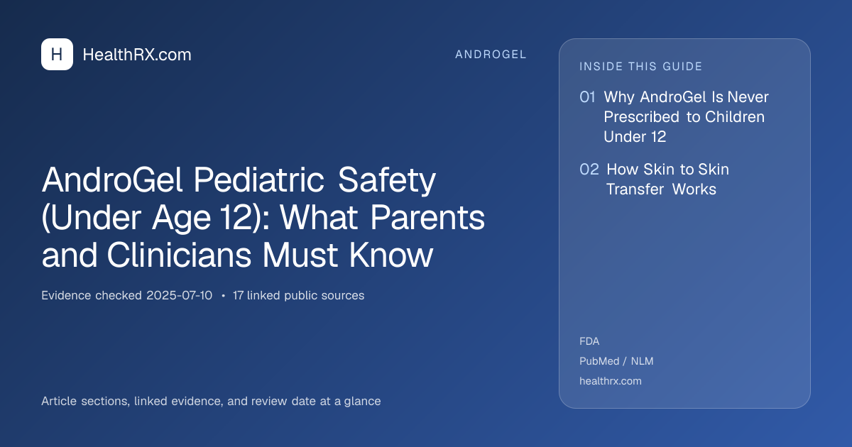 Evidence overview for AndroGel Pediatric Safety (Under Age 12): What Parents and Clinicians Must Know