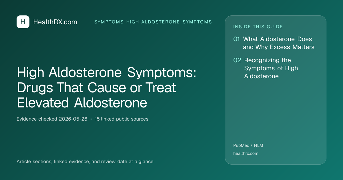 Evidence overview for symptoms high aldosterone symptoms: High Aldosterone Symptoms: Drugs That Cause or Treat Elevated Aldosterone