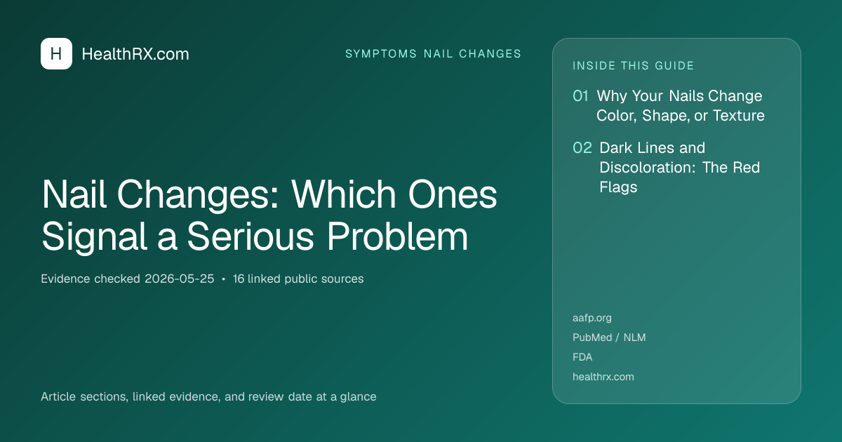 Evidence overview for symptoms nail changes: Nail Changes: Which Ones Signal a Serious Problem