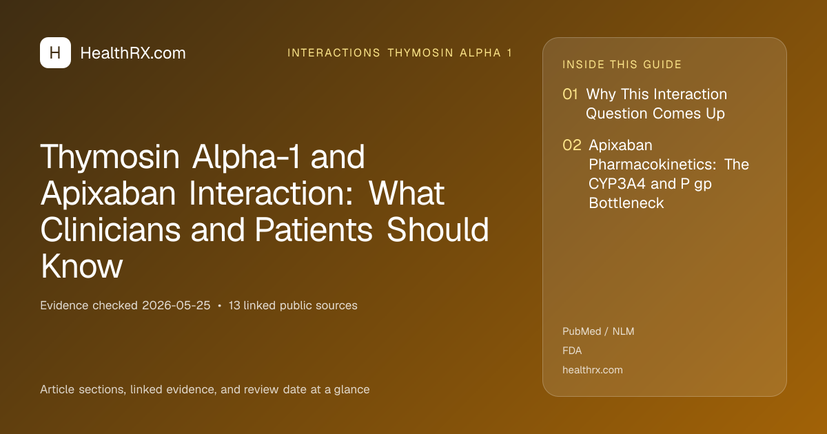Evidence overview for interactions thymosin alpha 1: Thymosin Alpha-1 and Apixaban Interaction: What Clinicians and Patients Should Know