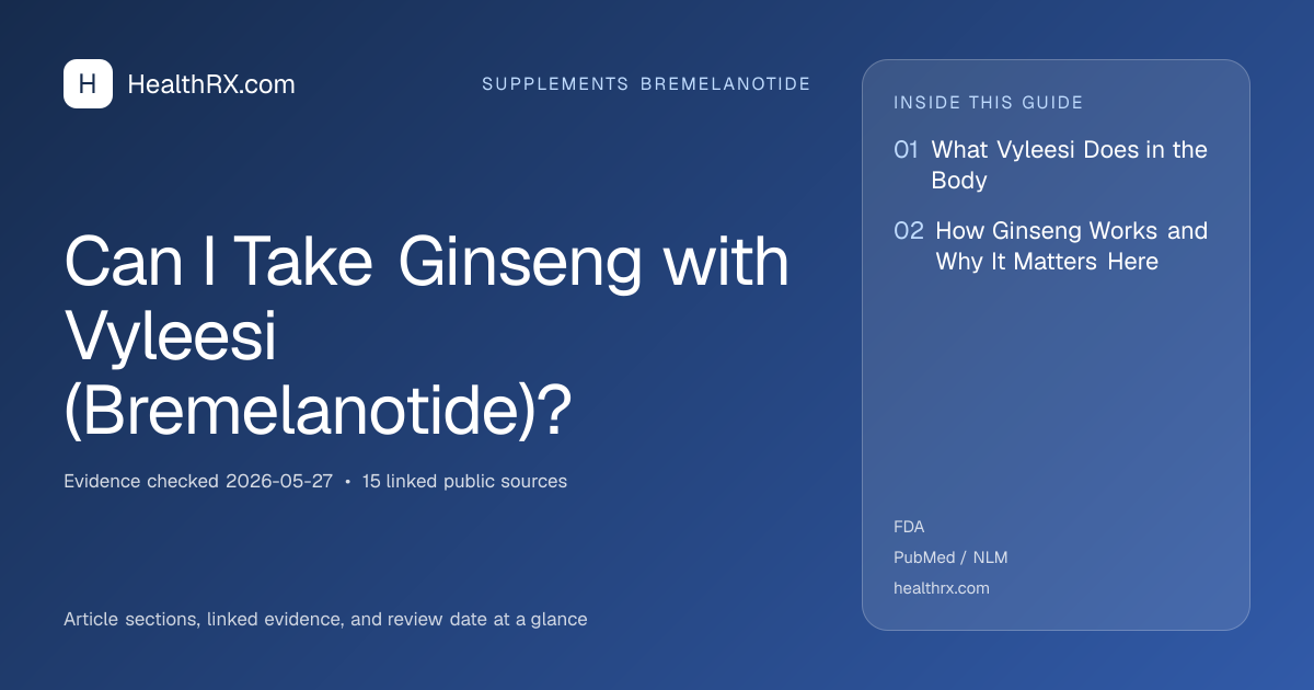Evidence overview for supplements bremelanotide: Can I Take Ginseng with Vyleesi (Bremelanotide)?