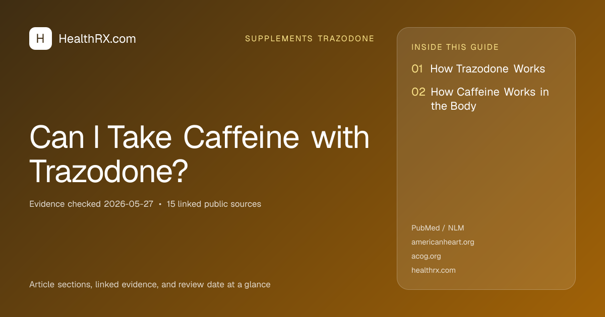Evidence overview for supplements trazodone: Can I Take Caffeine with Trazodone?