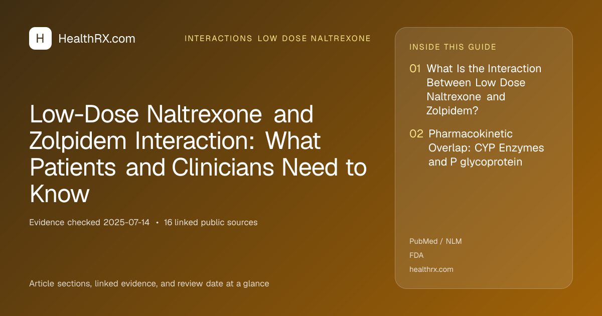Evidence overview for interactions low dose naltrexone: Low-Dose Naltrexone and Zolpidem Interaction: What Patients and Clinicians Need to Know