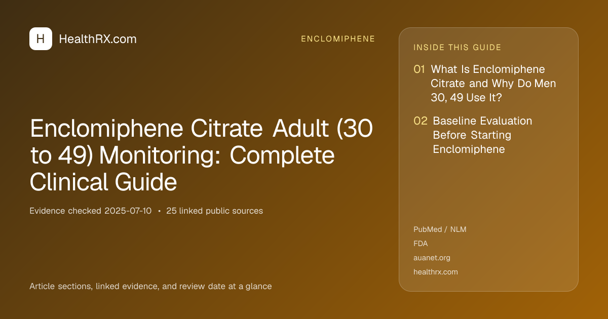 Evidence overview for Enclomiphene Citrate Adult (30 to 49) Monitoring: Complete Clinical Guide