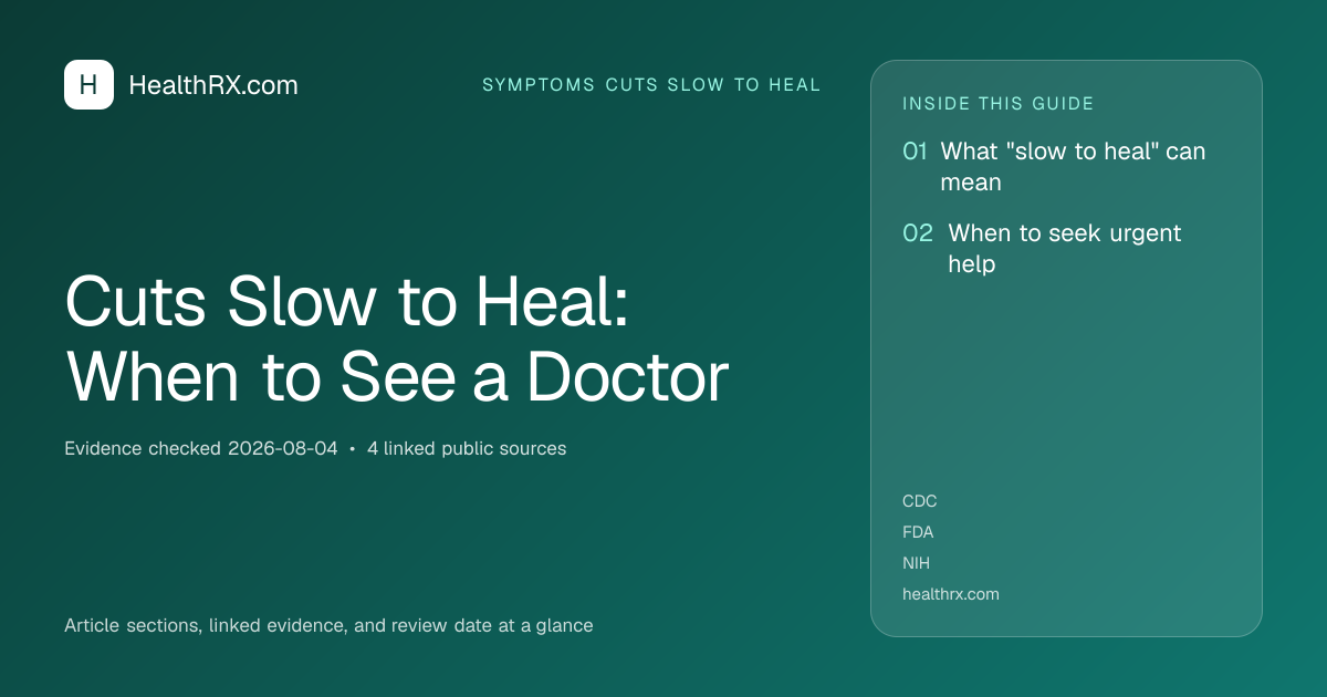 Evidence overview for symptoms cuts slow to heal: Cuts Slow to Heal: When to See a Doctor