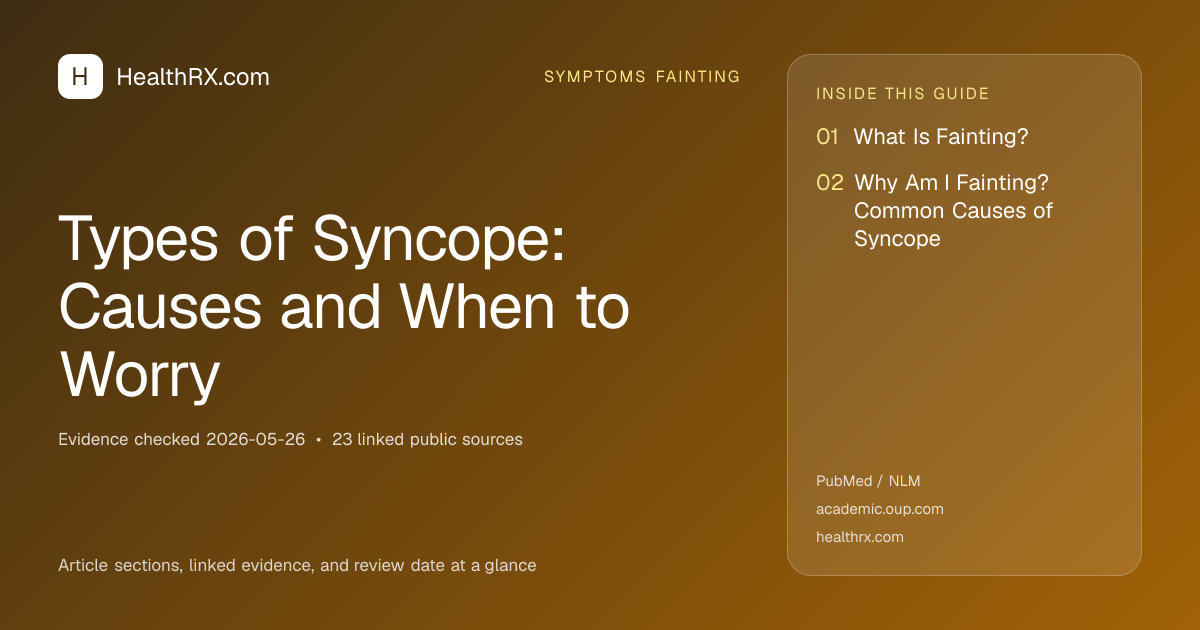 Evidence overview for symptoms fainting: Types of Syncope: Causes and When to Worry
