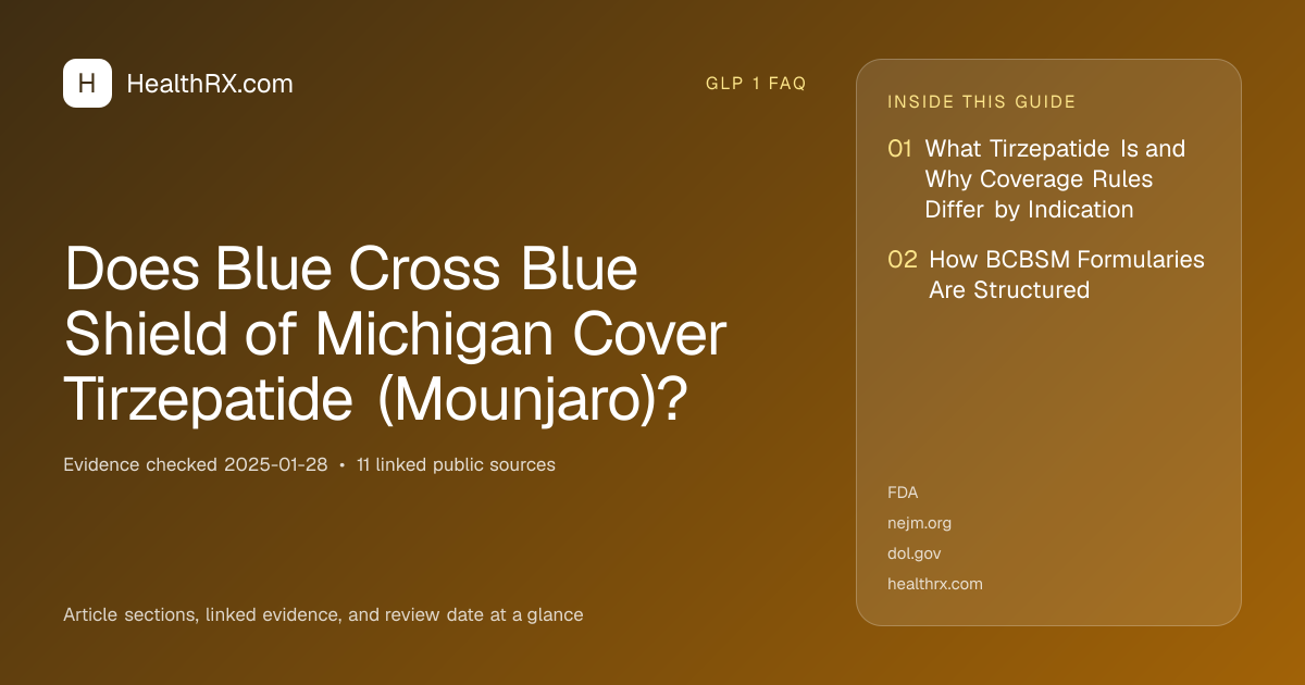 Evidence overview for Does Blue Cross Blue Shield of Michigan Cover Tirzepatide (Mounjaro)?