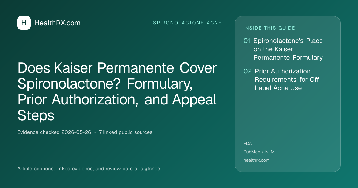 Evidence overview for Does Kaiser Permanente Cover Spironolactone? Formulary, Prior Authorization, and Appeal Steps