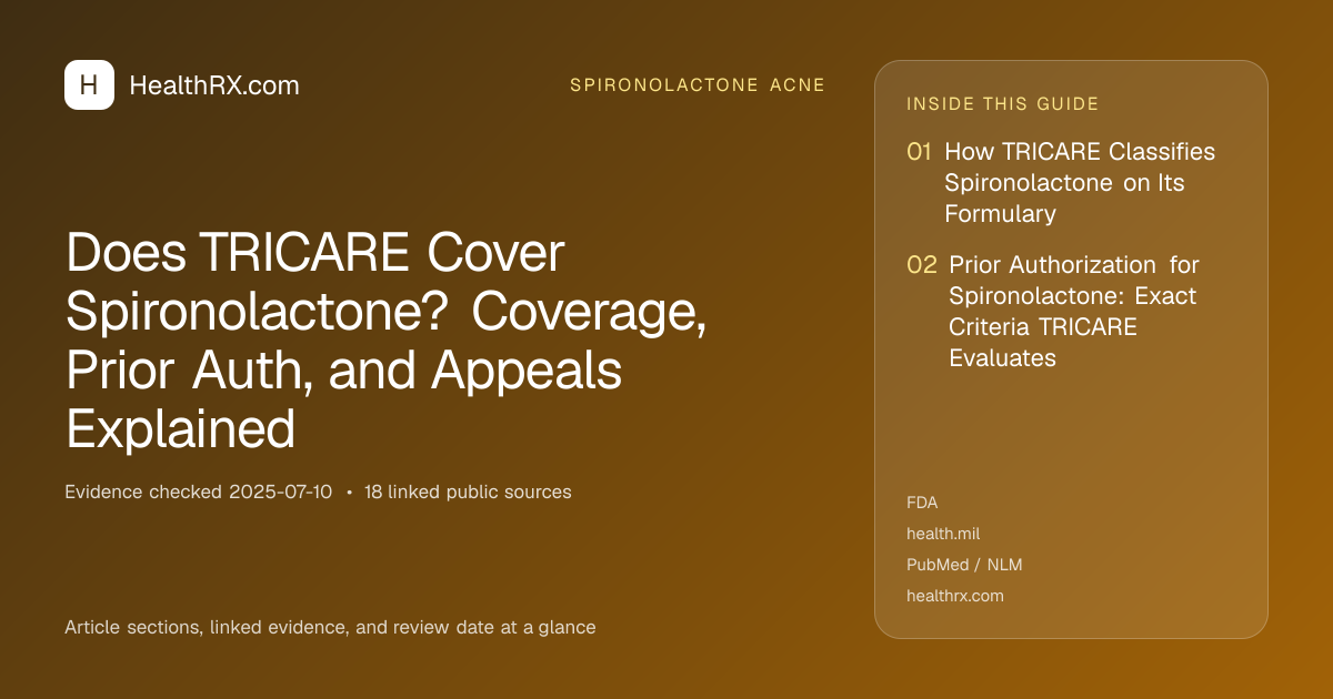 Evidence overview for Does TRICARE Cover Spironolactone? Coverage, Prior Auth, and Appeals Explained