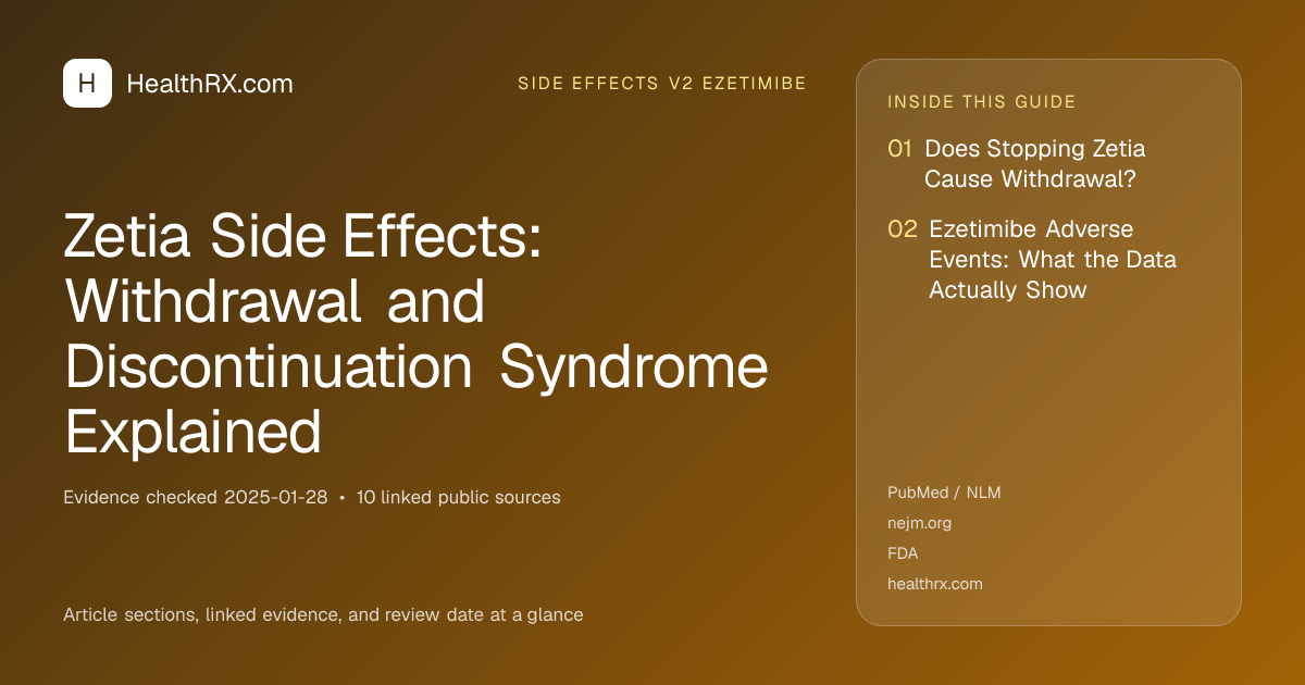Evidence overview for Zetia Side Effects: Withdrawal and Discontinuation Syndrome Explained