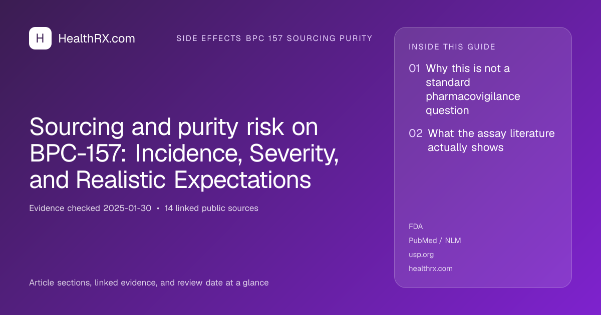 Evidence overview for Sourcing and purity risk on BPC-157: Incidence, Severity, and Realistic Expectations