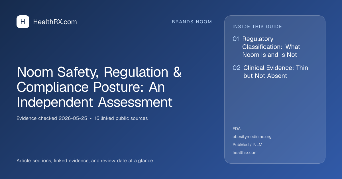 Evidence overview for Noom Safety, Regulation & Compliance Posture: An Independent Assessment