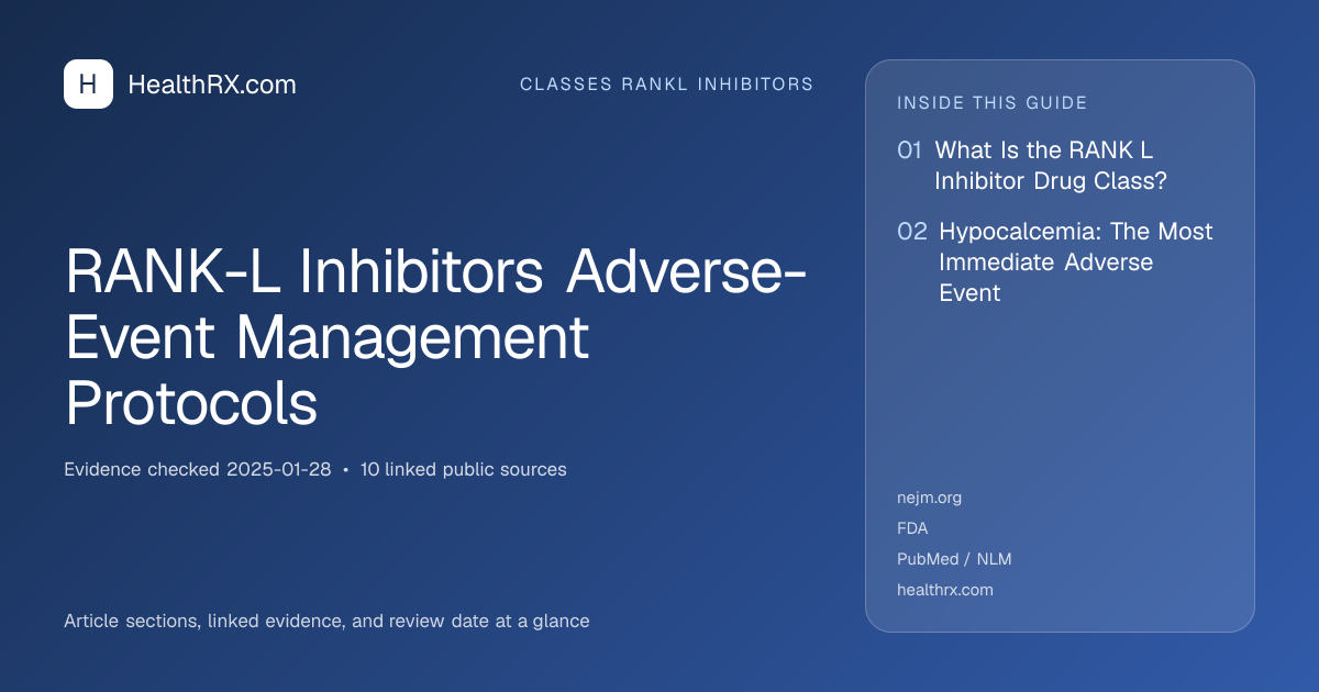 Evidence overview for RANK-L Inhibitors Adverse-Event Management Protocols