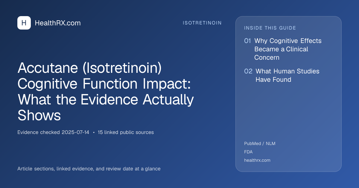 Evidence overview for isotretinoin: Accutane (Isotretinoin) Cognitive Function Impact: What the Evidence Actually Shows
