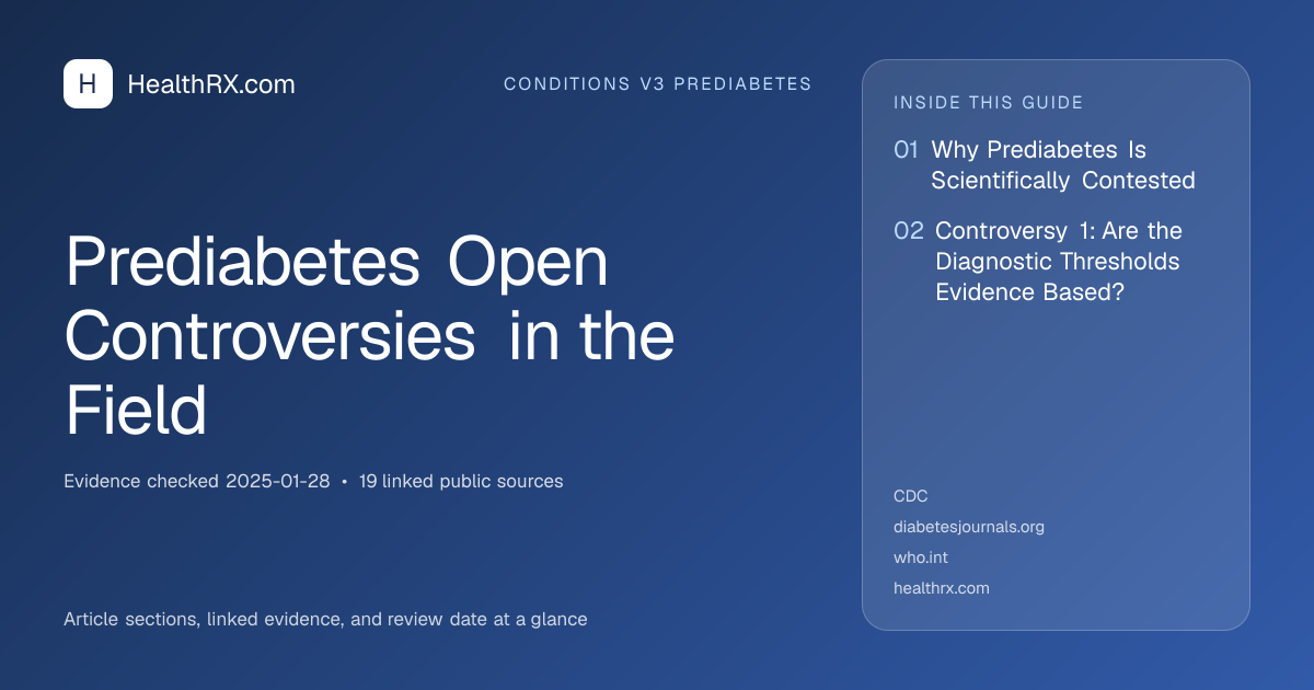 Evidence overview for Prediabetes Open Controversies in the Field