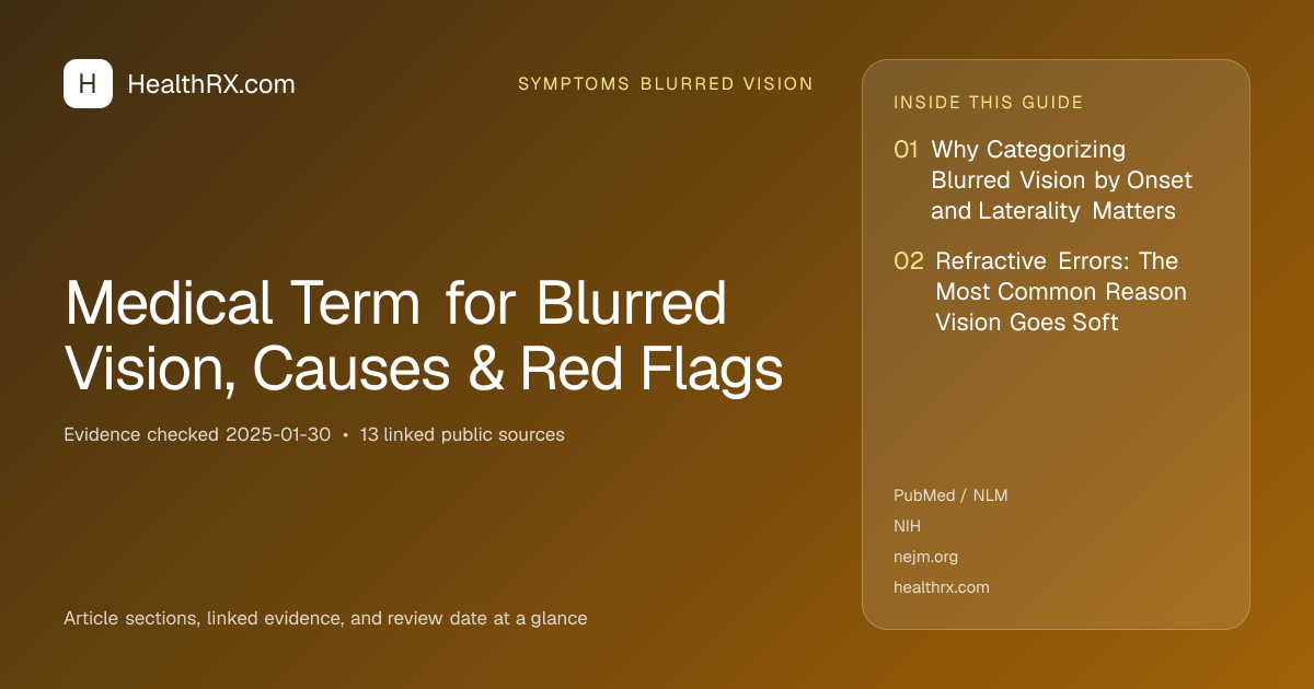 Evidence overview for symptoms blurred vision: Medical Term for Blurred Vision, Causes & Red Flags